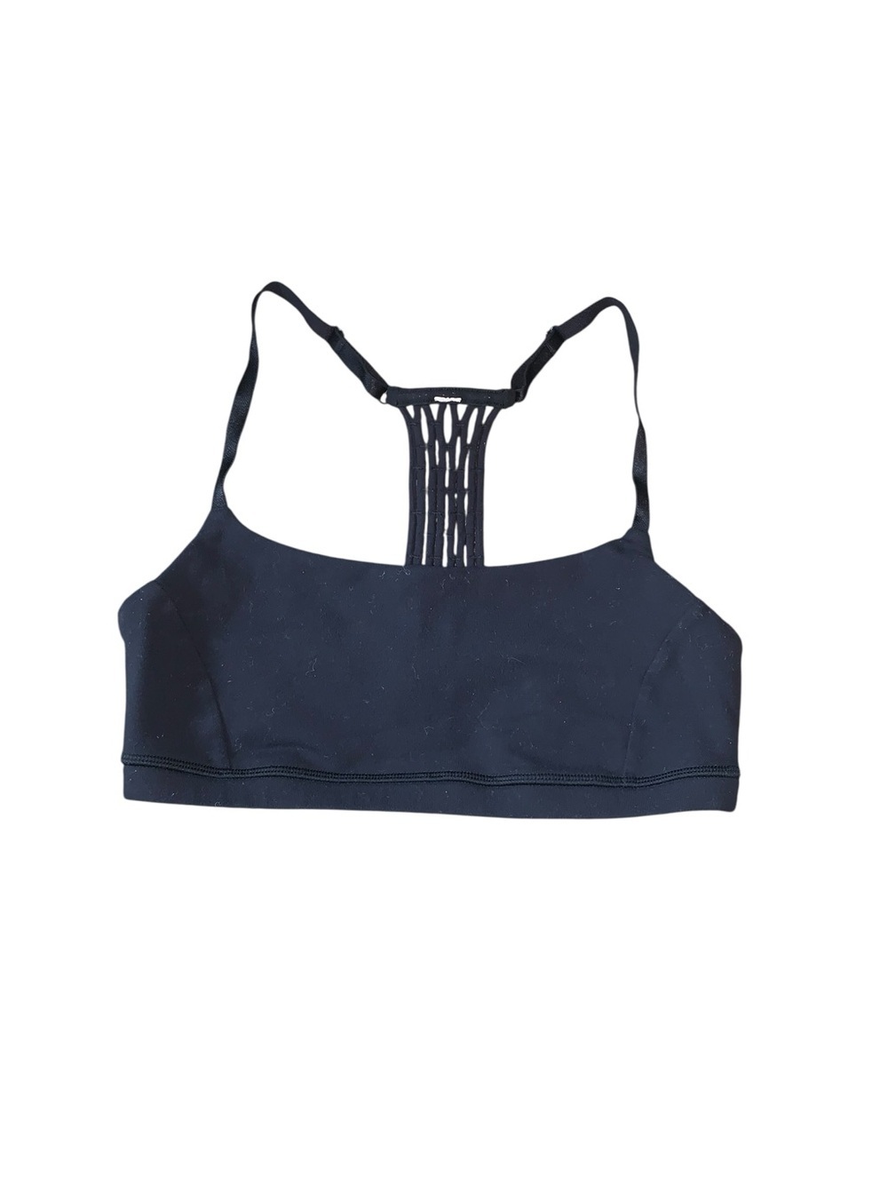 Lululemon Black Strappy Lattice Mesh Back Sports Bra Size 6